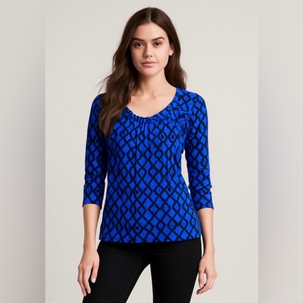 Rafaela Abstract Top, Royal Blue, Black, Size P (XS)